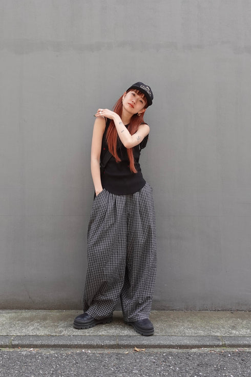 チェックボリュームラフパンツ